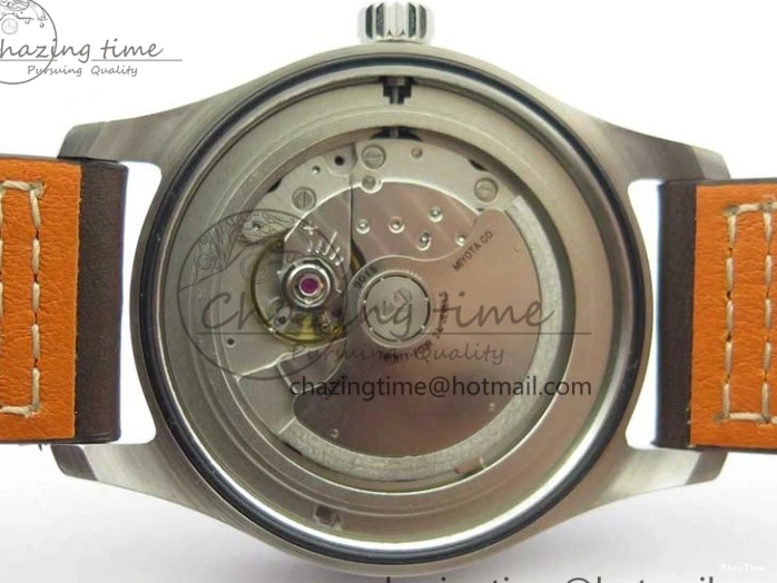 MIROTIME 0303 Original Pilot IW326803 SS MK 1:1 Best Edition Black Dial on Brown Leather Strap MIYOTA 7146